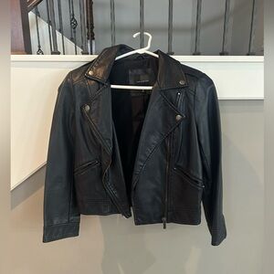 The Limited Black Faux Leather Moto Jacket with Zip Details